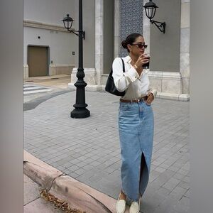 Dynamite front slit Light Blue Denim Maxi Skirt